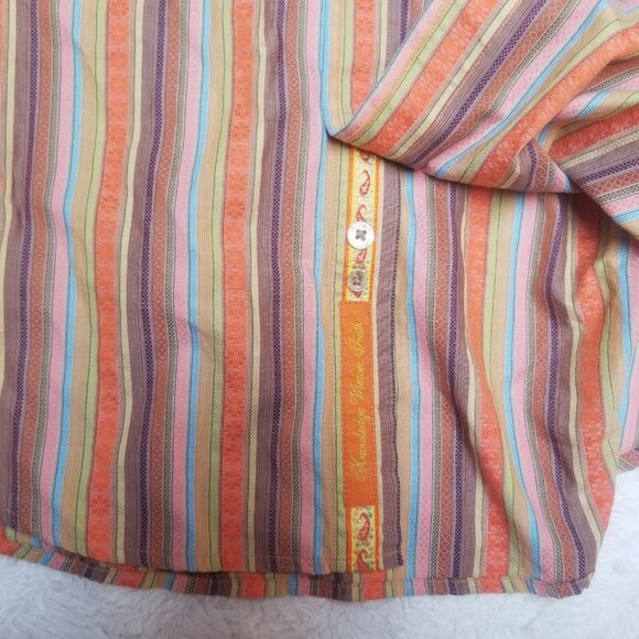 Robert Graham Men's Long Sleeves Button Down Shirt Cotton Stripe Orange Large - Picture 6 of 9